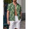 imageCOOFANDY Mens Casual Short Sleeve Button Down Shirt Textured Summer Beach ShirtPrinteddark Green