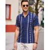 imageCOOFANDY Mens Casual Short Sleeve Button Down Shirt Textured Summer Beach ShirtPrintednavy Blue