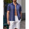 imageCOOFANDY Mens Casual Short Sleeve Button Down Shirt Textured Summer Beach ShirtPrintednavy Blue