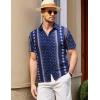 imageCOOFANDY Mens Casual Short Sleeve Button Down Shirt Textured Summer Beach ShirtPrintednavy Blue