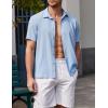 imageCOOFANDY Mens Casual Short Sleeve Button Down Shirt Textured Summer Beach ShirtSky Blue