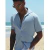 imageCOOFANDY Mens Casual Short Sleeve Button Down Shirt Textured Summer Beach ShirtSky Blue