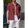 imageCOOFANDY Mens Casual Short Sleeve Button Down Shirt Textured Summer Beach ShirtWine Red