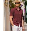 imageCOOFANDY Mens Casual Short Sleeve Button Down Shirt Textured Summer Beach ShirtWine Red