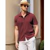 imageCOOFANDY Mens Casual Short Sleeve Button Down Shirt Textured Summer Beach ShirtWine Red