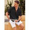 imageCOOFANDY Mens Casual Short Sleeve Button Down Shirts Cuban Linen Textured Shirt Summer Beach WearBlack