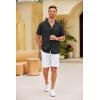 imageCOOFANDY Mens Casual Short Sleeve Button Down Shirts Cuban Linen Textured Shirt Summer Beach WearBlack