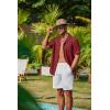 imageCOOFANDY Mens Casual Short Sleeve Button Down Shirts Cuban Linen Textured Shirt Summer Beach WearBurgundy