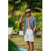 imageCOOFANDY Mens Casual Short Sleeve Button Down Shirts Cuban Linen Textured Shirt Summer Beach WearDark Blue