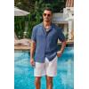 imageCOOFANDY Mens Casual Short Sleeve Button Down Shirts Cuban Linen Textured Shirt Summer Beach WearDenim Blue