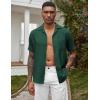 imageCOOFANDY Mens Casual Short Sleeve Button Down Shirts Cuban Linen Textured Shirt Summer Beach WearGreen