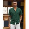 imageCOOFANDY Mens Casual Short Sleeve Button Down Shirts Cuban Linen Textured Shirt Summer Beach WearGreen
