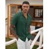 imageCOOFANDY Mens Casual Short Sleeve Button Down Shirts Cuban Linen Textured Shirt Summer Beach WearGreen