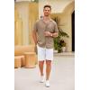 imageCOOFANDY Mens Casual Short Sleeve Button Down Shirts Cuban Linen Textured Shirt Summer Beach WearKhaki