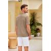 imageCOOFANDY Mens Casual Short Sleeve Button Down Shirts Cuban Linen Textured Shirt Summer Beach WearKhaki