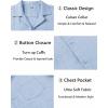 imageCOOFANDY Mens Casual Short Sleeve Button Down Shirts Cuban Linen Textured Shirt Summer Beach WearLight Blue