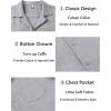 imageCOOFANDY Mens Casual Short Sleeve Button Down Shirts Cuban Linen Textured Shirt Summer Beach WearLight Gray