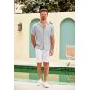 imageCOOFANDY Mens Casual Short Sleeve Button Down Shirts Cuban Linen Textured Shirt Summer Beach WearLight Gray