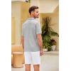 imageCOOFANDY Mens Casual Short Sleeve Button Down Shirts Cuban Linen Textured Shirt Summer Beach WearLight Gray