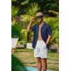 imageCOOFANDY Mens Casual Short Sleeve Button Down Shirts Cuban Linen Textured Shirt Summer Beach WearNavy Blue