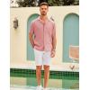 imageCOOFANDY Mens Casual Short Sleeve Button Down Shirts Cuban Linen Textured Shirt Summer Beach WearPink