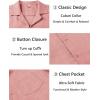 imageCOOFANDY Mens Casual Short Sleeve Button Down Shirts Cuban Linen Textured Shirt Summer Beach WearPink