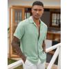 imageCOOFANDY Mens Casual Short Sleeve Button Down Shirts Cuban Linen Textured Shirt Summer Beach WearSage Green