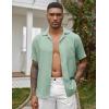 imageCOOFANDY Mens Casual Short Sleeve Button Down Shirts Cuban Linen Textured Shirt Summer Beach WearSage Green