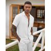 imageCOOFANDY Mens Casual Short Sleeve Button Down Shirts Cuban Linen Textured Shirt Summer Beach WearWhite