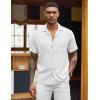 imageCOOFANDY Mens Casual Short Sleeve Button Down Shirts Cuban Linen Textured Shirt Summer Beach WearWhite