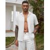 imageCOOFANDY Mens Casual Short Sleeve Button Down Shirts Cuban Linen Textured Shirt Summer Beach WearWhite