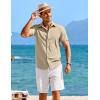imageCOOFANDY Mens Casual Short Sleeve Button Down Shirts Summer Untucked Wrinkle Free ShirtsLight Khaki