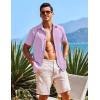 imageCOOFANDY Mens Casual Short Sleeve Button Down Shirts Summer Untucked Wrinkle Free ShirtsLight Purple