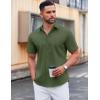 imageCOOFANDY Mens Casual Short Sleeve Button Down Shirts Untucked Dress Shirts Wrinkle Free Summer Wedding Shirts SolidArmy Green