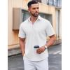 imageCOOFANDY Mens Casual Short Sleeve Button Down Shirts Untucked Dress Shirts Wrinkle Free Summer Wedding Shirts SolidAwhite