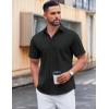 imageCOOFANDY Mens Casual Short Sleeve Button Down Shirts Untucked Dress Shirts Wrinkle Free Summer Wedding Shirts SolidBlack