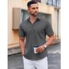 imageCOOFANDY Mens Casual Short Sleeve Button Down Shirts Untucked Dress Shirts Wrinkle Free Summer Wedding Shirts SolidDark Grey