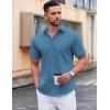 imageCOOFANDY Mens Casual Short Sleeve Button Down Shirts Untucked Dress Shirts Wrinkle Free Summer Wedding Shirts SolidGray Blue