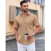 imageCOOFANDY Mens Casual Short Sleeve Button Down Shirts Untucked Dress Shirts Wrinkle Free Summer Wedding Shirts SolidKahki
