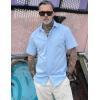 imageCOOFANDY Mens Casual Short Sleeve Button Down Shirts Untucked Dress Shirts Wrinkle Free Summer Wedding Shirts SolidLight Blue