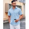 imageCOOFANDY Mens Casual Short Sleeve Button Down Shirts Untucked Dress Shirts Wrinkle Free Summer Wedding Shirts SolidLight Blue