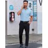 imageCOOFANDY Mens Casual Short Sleeve Button Down Shirts Untucked Dress Shirts Wrinkle Free Summer Wedding Shirts SolidLight Blue