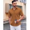 imageCOOFANDY Mens Casual Short Sleeve Button Down Shirts Untucked Dress Shirts Wrinkle Free Summer Wedding Shirts SolidLight Brown
