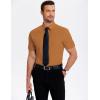 imageCOOFANDY Mens Casual Short Sleeve Button Down Shirts Untucked Dress Shirts Wrinkle Free Summer Wedding Shirts SolidLight Brown