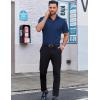 imageCOOFANDY Mens Casual Short Sleeve Button Down Shirts Untucked Dress Shirts Wrinkle Free Summer Wedding Shirts SolidNavy Blue
