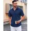 imageCOOFANDY Mens Casual Short Sleeve Button Down Shirts Untucked Dress Shirts Wrinkle Free Summer Wedding Shirts SolidNavy Blue