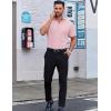 imageCOOFANDY Mens Casual Short Sleeve Button Down Shirts Untucked Dress Shirts Wrinkle Free Summer Wedding Shirts SolidPink