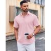 imageCOOFANDY Mens Casual Short Sleeve Button Down Shirts Untucked Dress Shirts Wrinkle Free Summer Wedding Shirts SolidPink