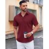 imageCOOFANDY Mens Casual Short Sleeve Button Down Shirts Untucked Dress Shirts Wrinkle Free Summer Wedding Shirts SolidRed