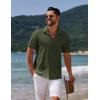 imageCOOFANDY Mens Casual Summer Beach Shirt Button Down Short Sleeve Shirts Vacation Shirt Cotton Linen ShirtsArmy Green
